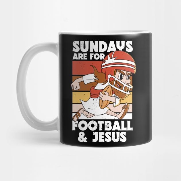 Retro Sundays Are For Football & Jesus // Funny Church Sunday Football Jesus by SLAG_Creative